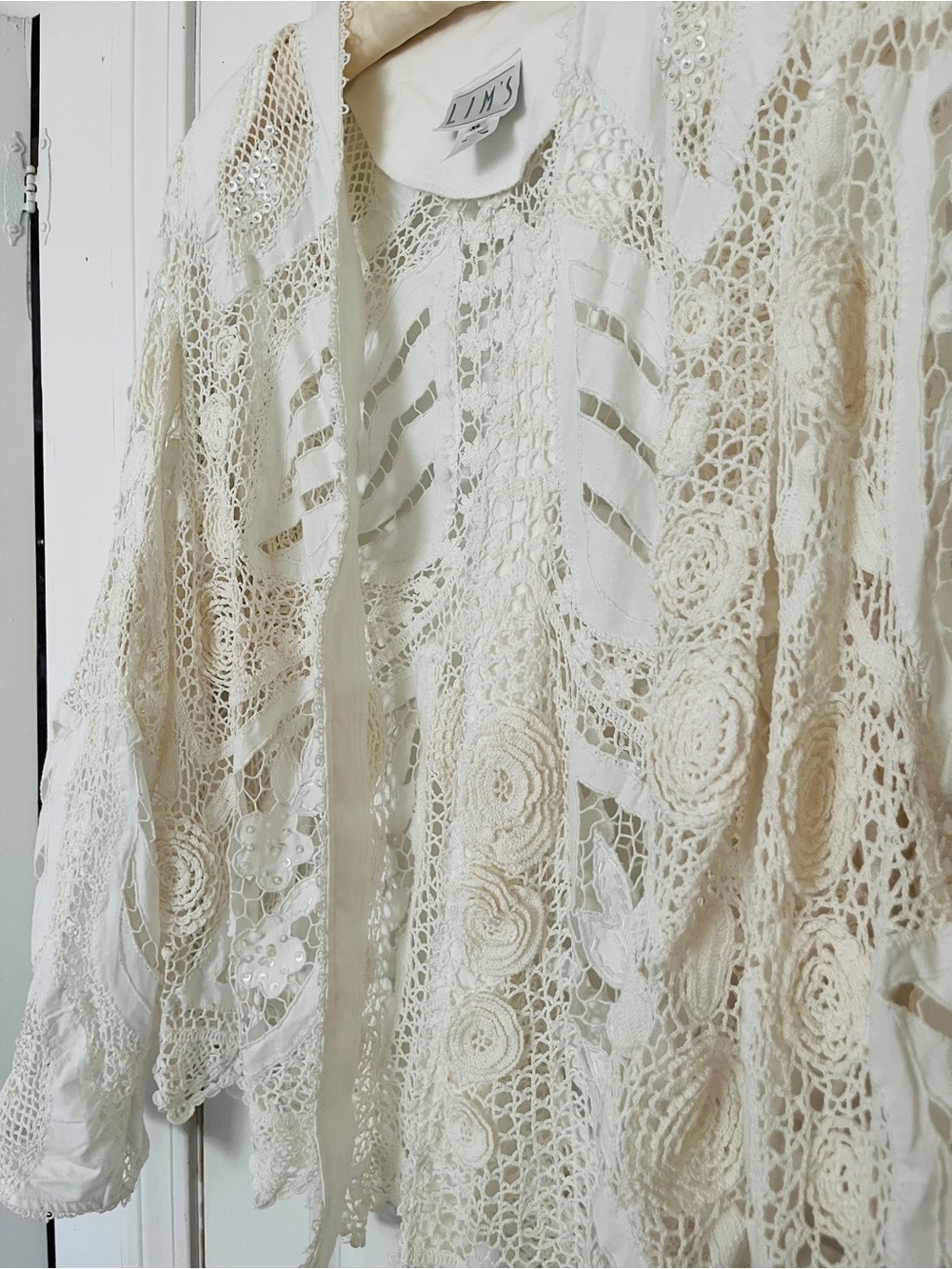 Vintage Limm’s Three Piece Beachy Romantic Lace Crochet Set with Sequins - Picture 2 of 16